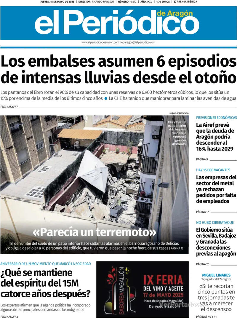 Portada El Diario Montañés 2025-05-15