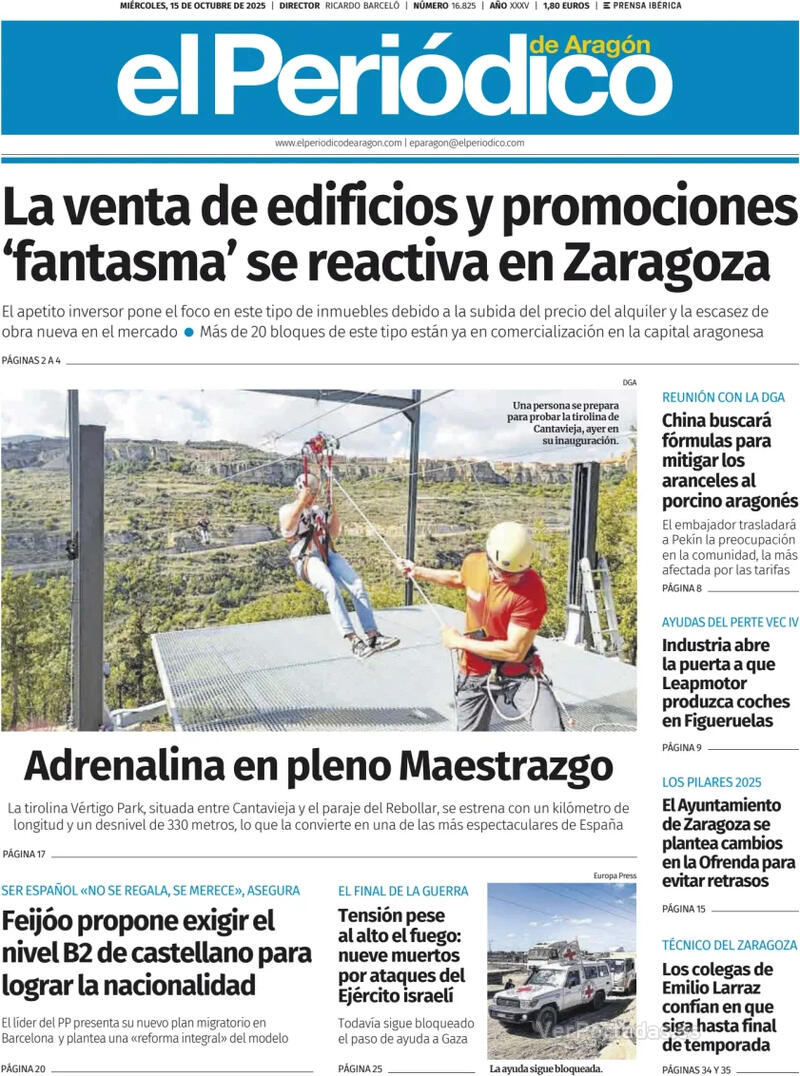 Portada El Diario Montañés 2025-10-15