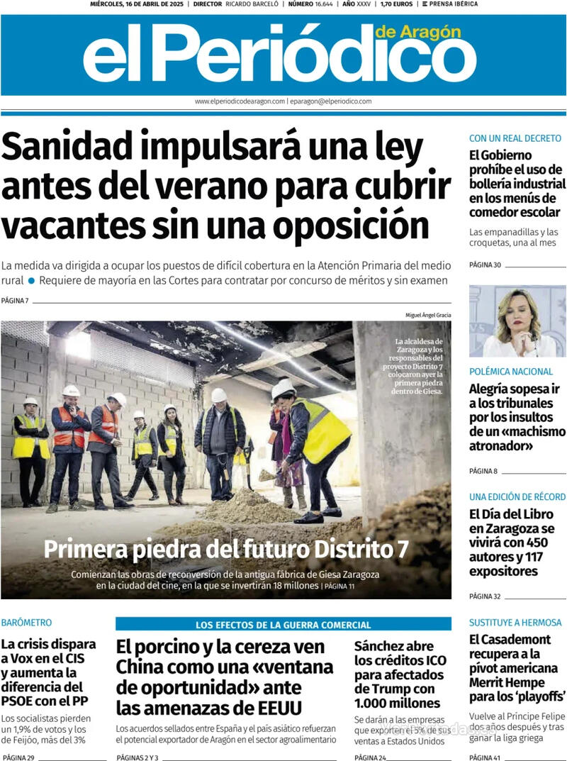 Portada El Diario Montañés 2025-04-16