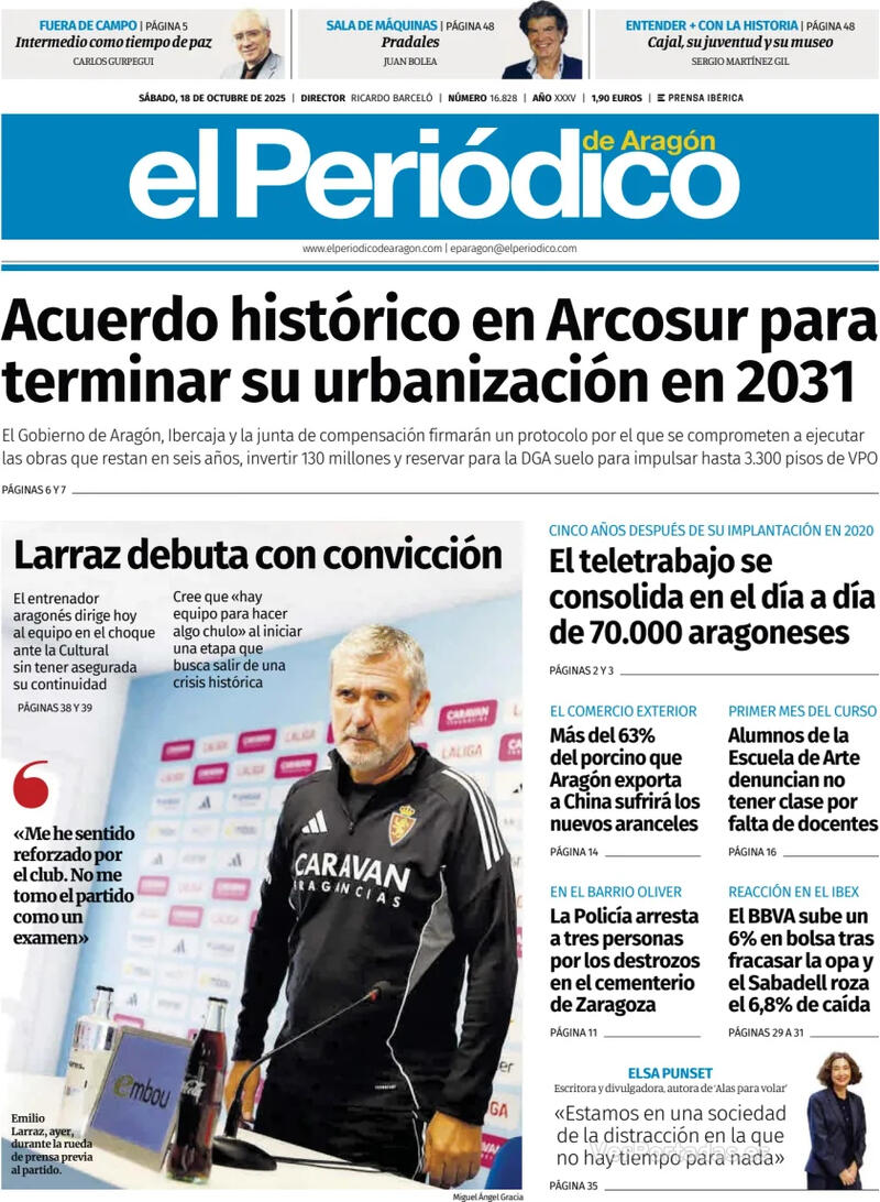 Portada El Diario Montañés 2025-10-18