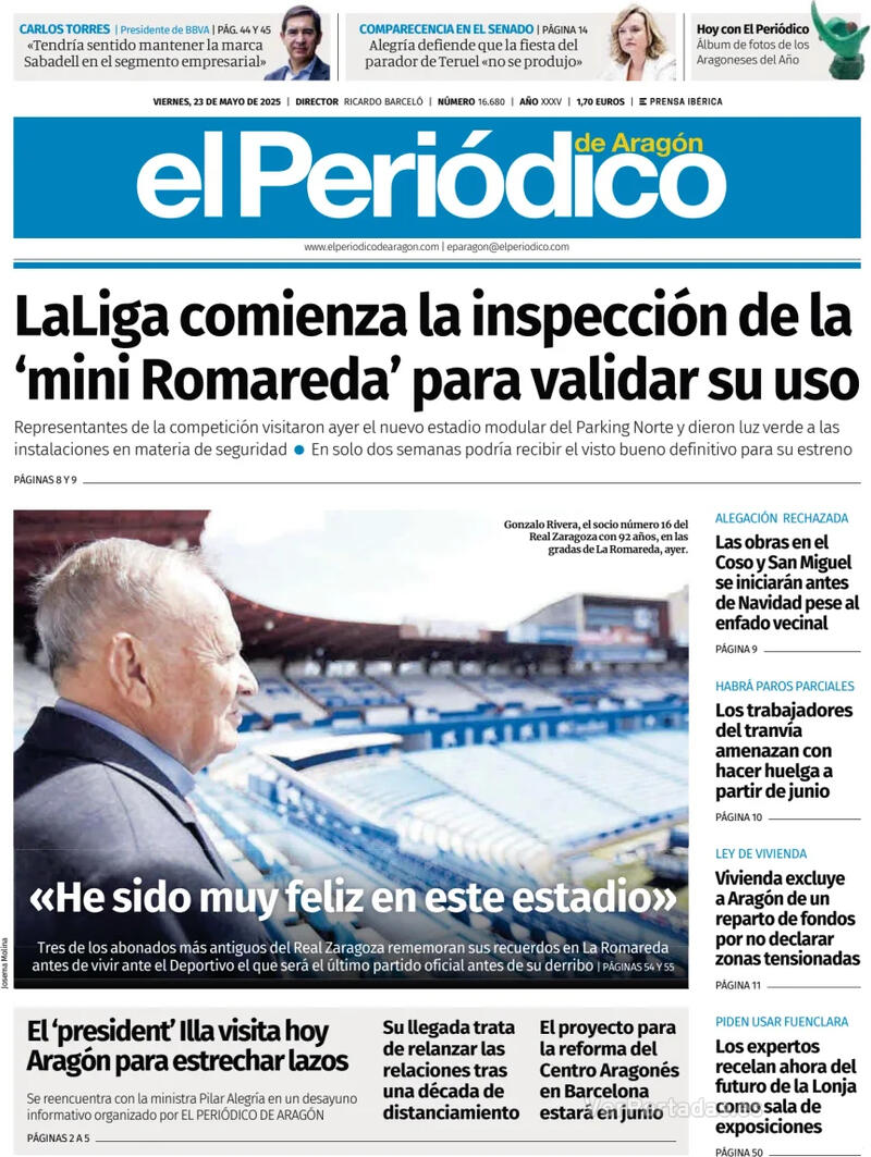 Portada El Diario Montañés 2025-05-23