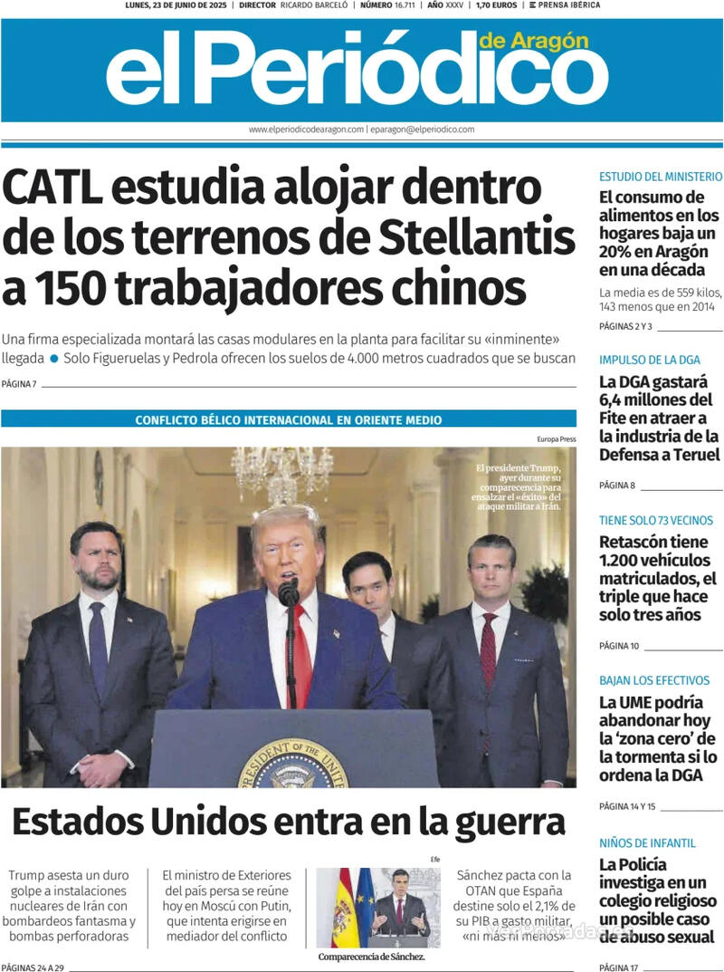 Portada El Diario Montañés 2025-06-23