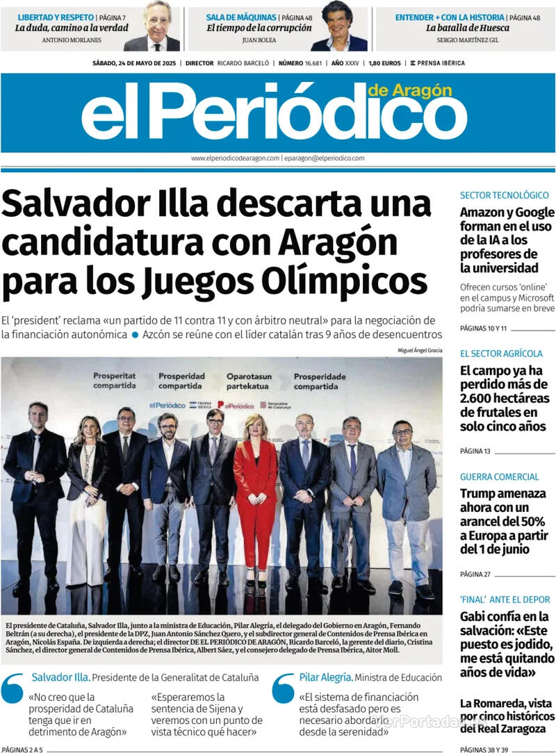 Portada El Diario Montañés 2025-05-24