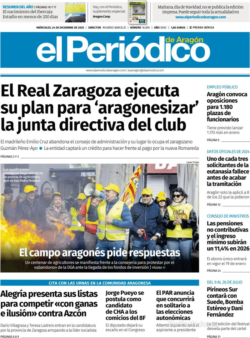 Portada El Diario Montañés 2025-12-24