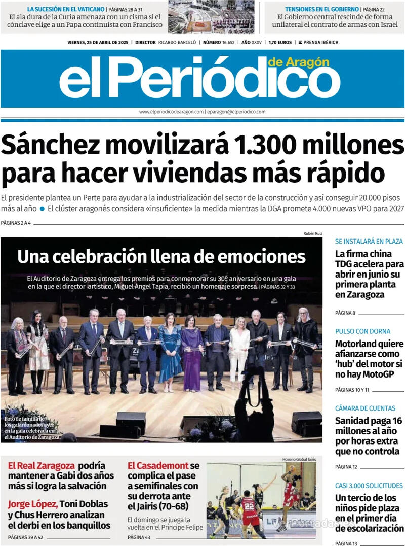 Portada El Diario Montañés 2025-04-25