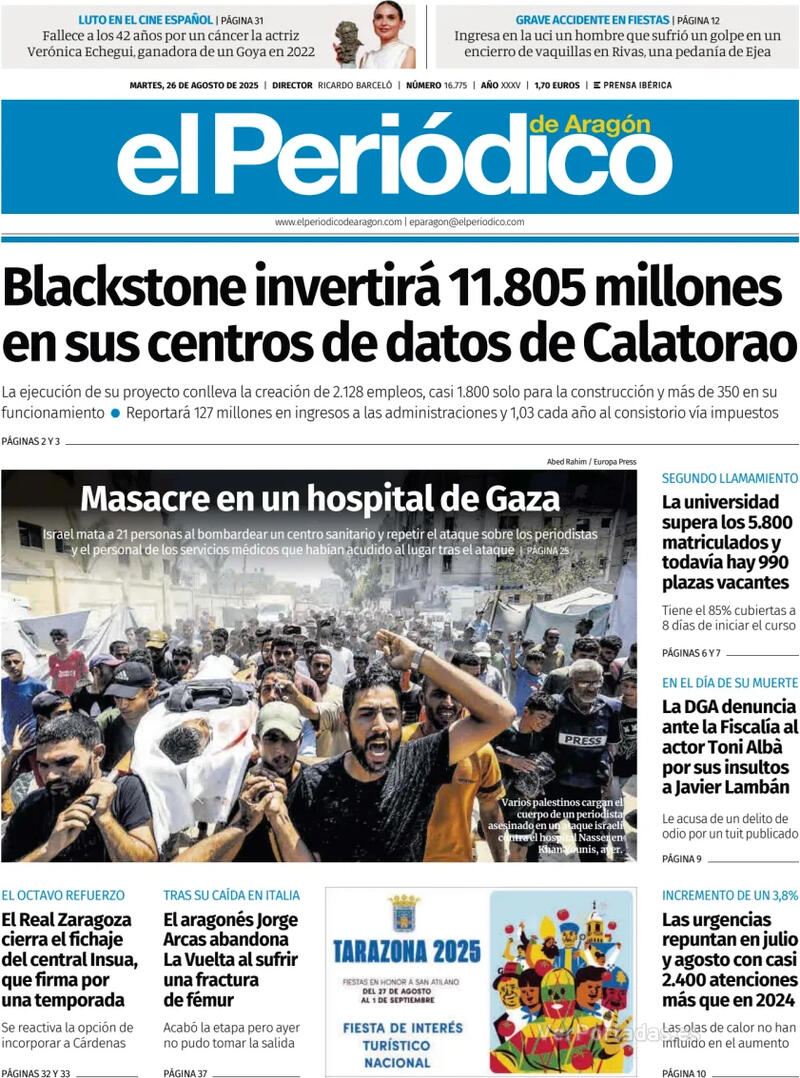 Portada El Diario Montañés 2025-08-26