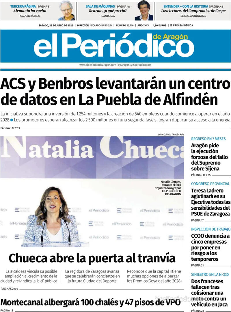 Portada El Diario Montañés 2025-06-28