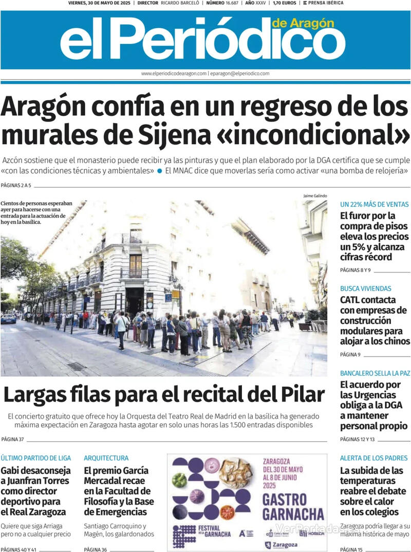Portada El Diario Montañés 2025-05-30
