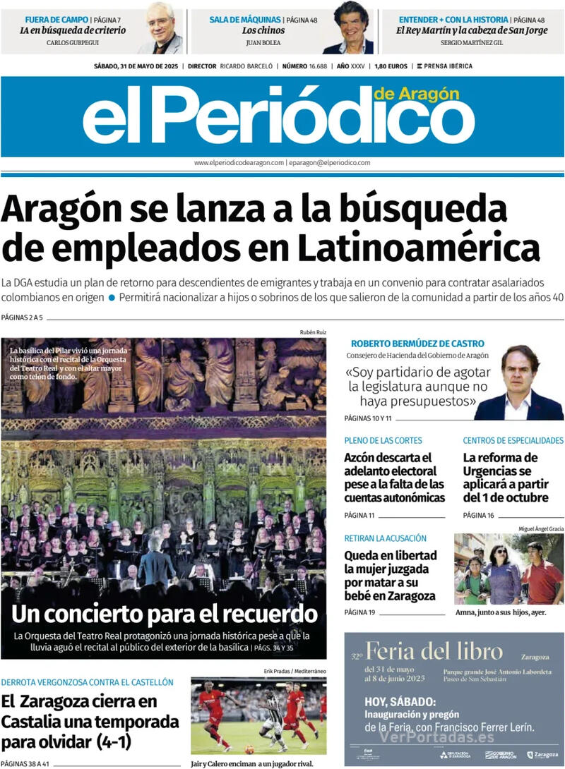 Portada El Diario Montañés 2025-05-31