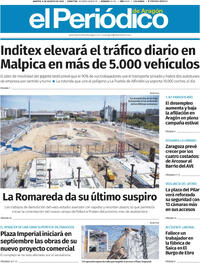 Portada periódico El Periódico Aragón