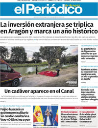 Portada periódico El Periódico Aragón
