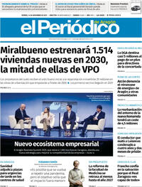 Portada El Periódico Aragón 2025-11-14