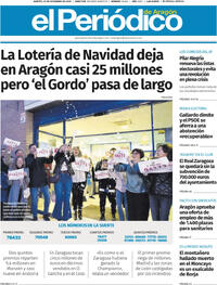 Portada El Periódico Aragón 2025-12-23