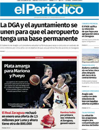 Portada periódico El Periódico Aragón