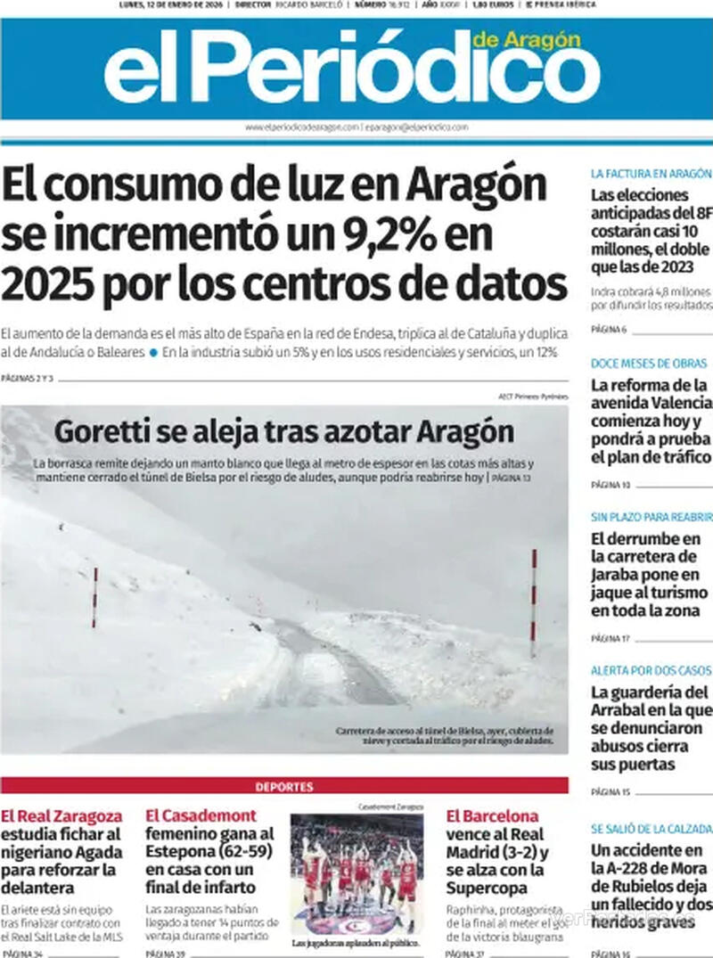 Portada El Diario Montañés 2026-01-12