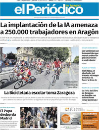Portada periódico El Periódico Aragón