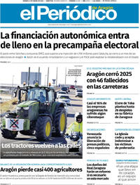 Portada El Periódico Aragón 2026-01-09