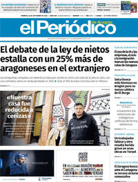 Portada periódico El Periódico Aragón