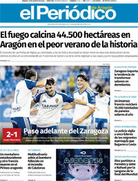 Portada El Periódico Aragón 2026-08-22