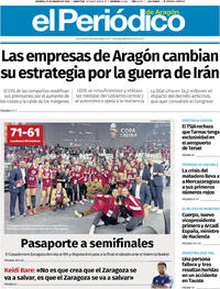 Portada El Periódico Aragón 2026-03-27