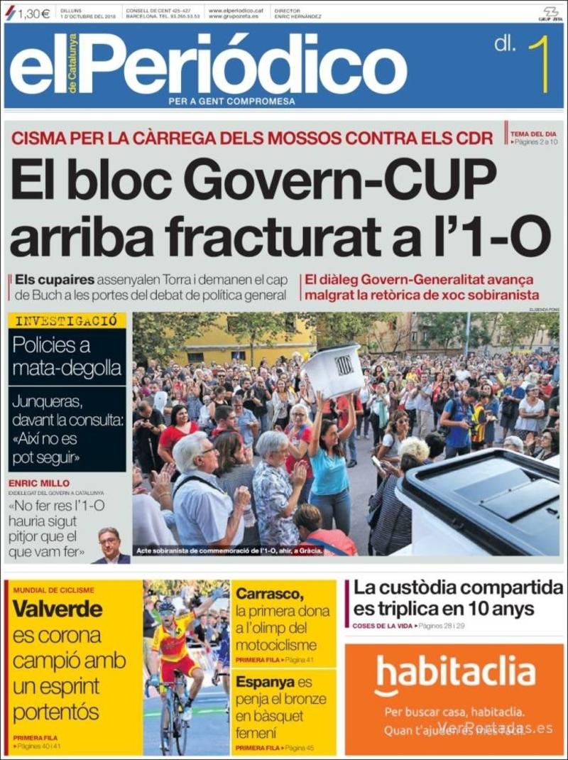 Portada El Periódico 2018-10-02