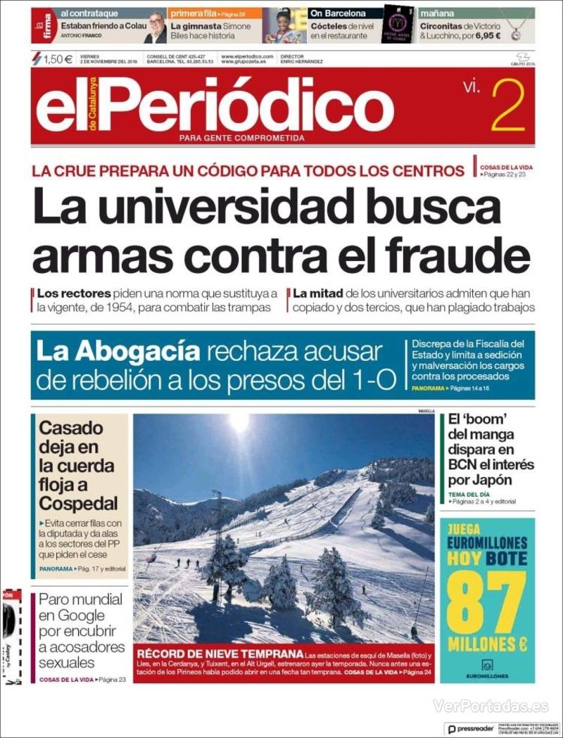 Portada El Periódico 2018-11-03