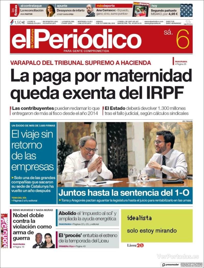 Portada El Periódico 2018-10-07