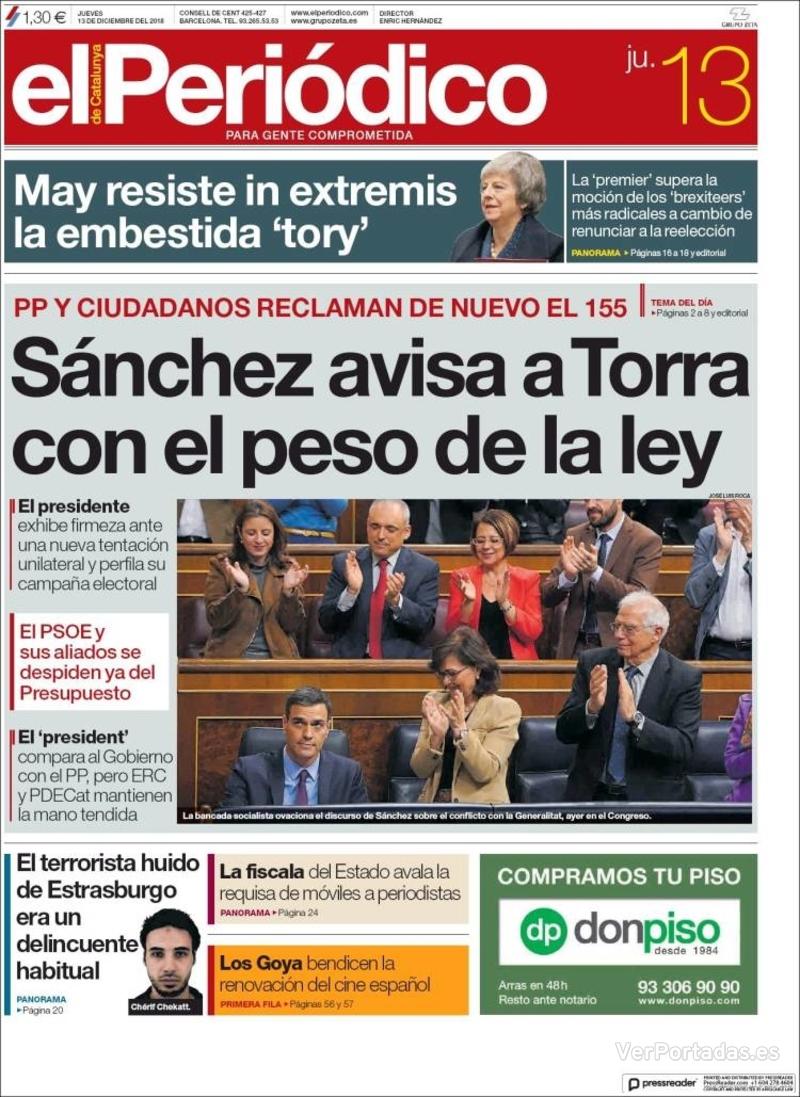 Portada El Periódico 2018-12-14