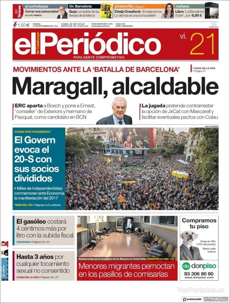 Portada El Periódico 2018-09-22