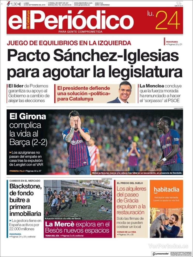 Portada El Periódico 2018-09-25