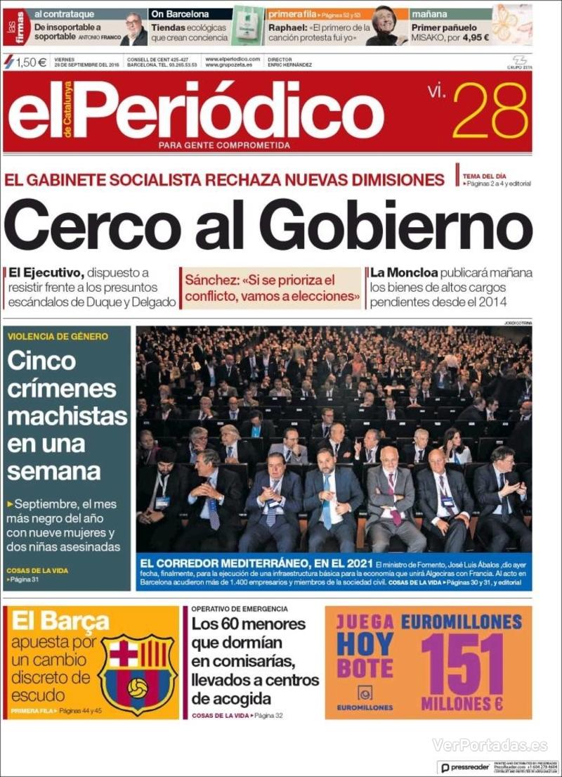 Portada El Periódico 2018-09-29