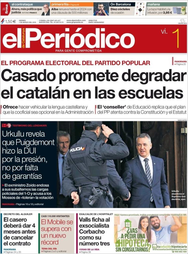 Portada El Periódico 2019-03-02