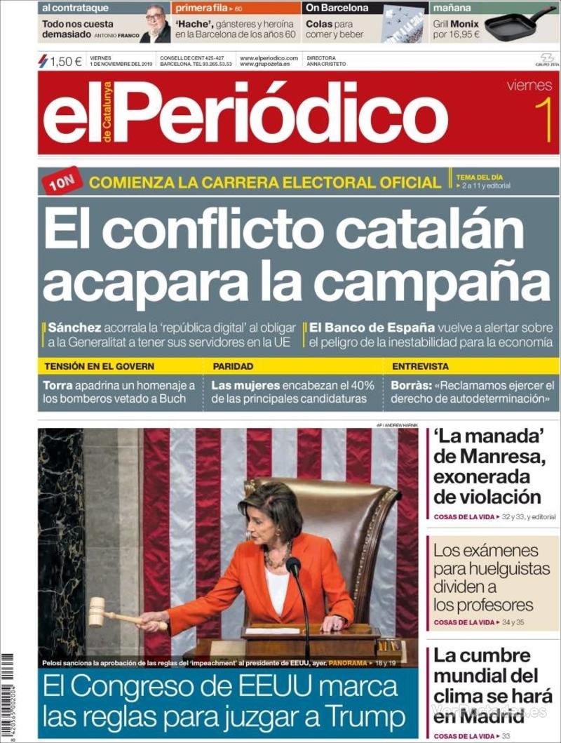 Portada El Periódico 2019-11-02