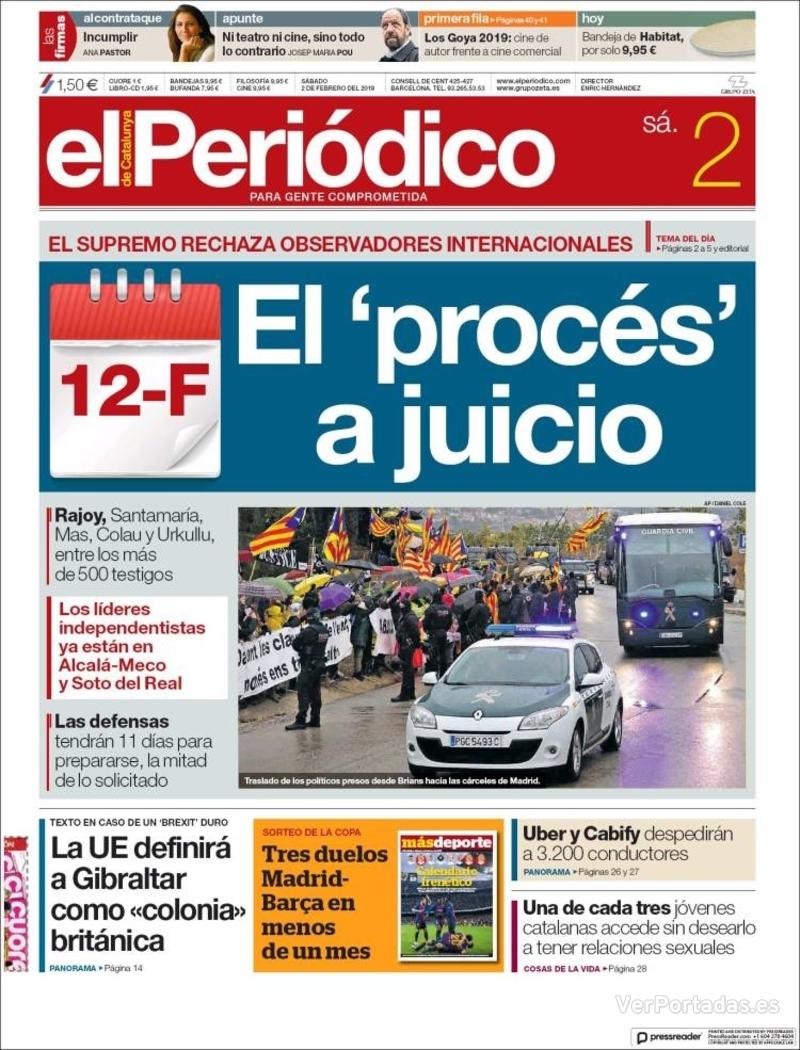 Portada El Periódico 2019-02-03