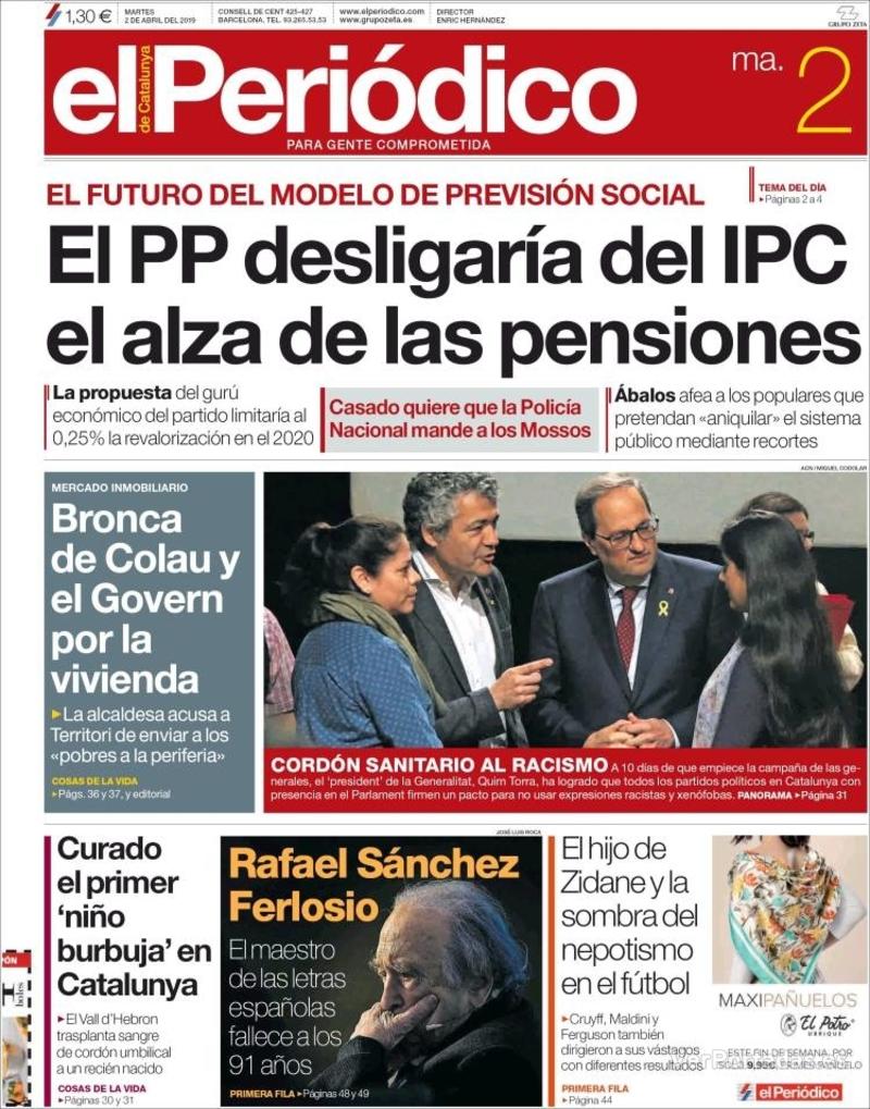 Portada El Periódico 2019-04-03