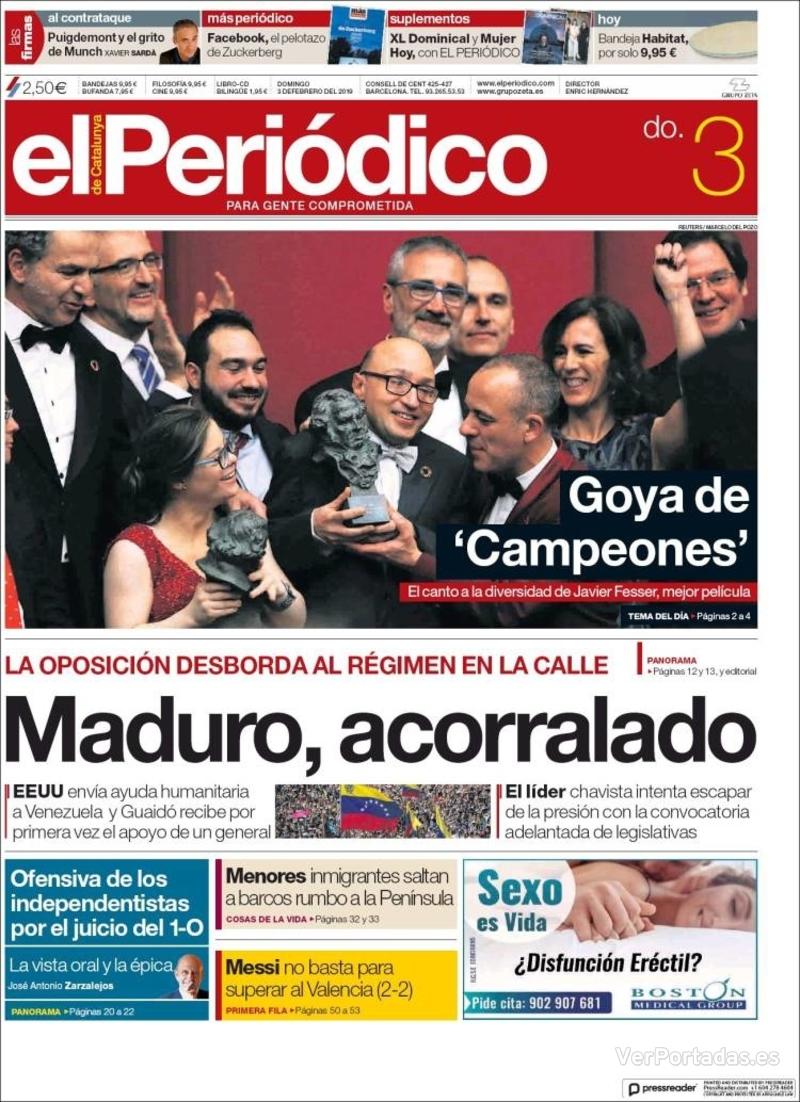 Portada El Periódico 2019-02-04