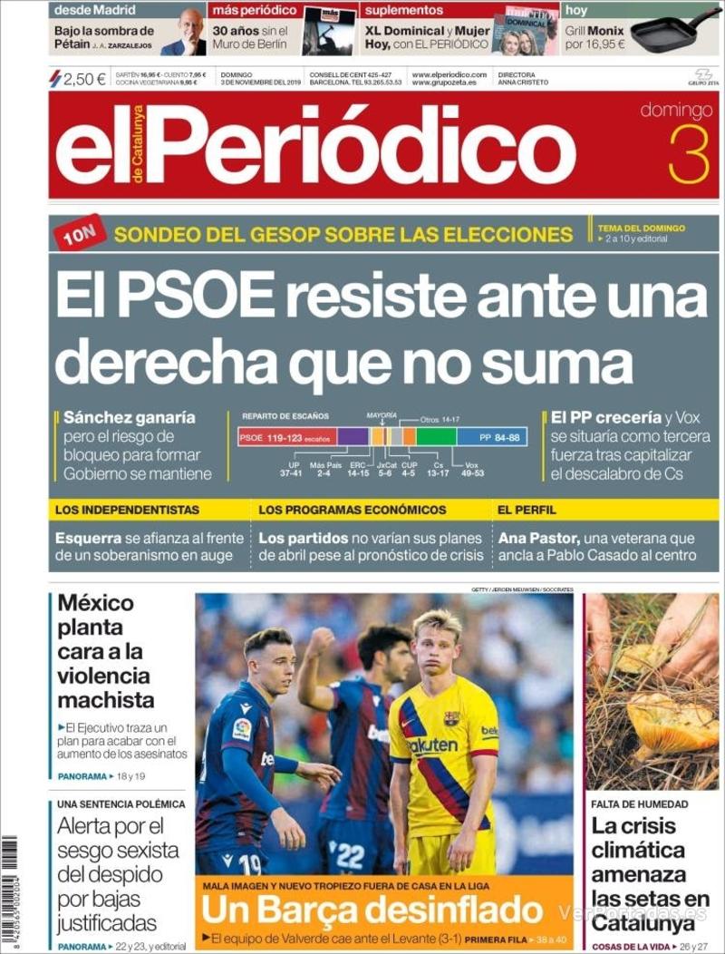 Portada El Periódico 2019-11-04