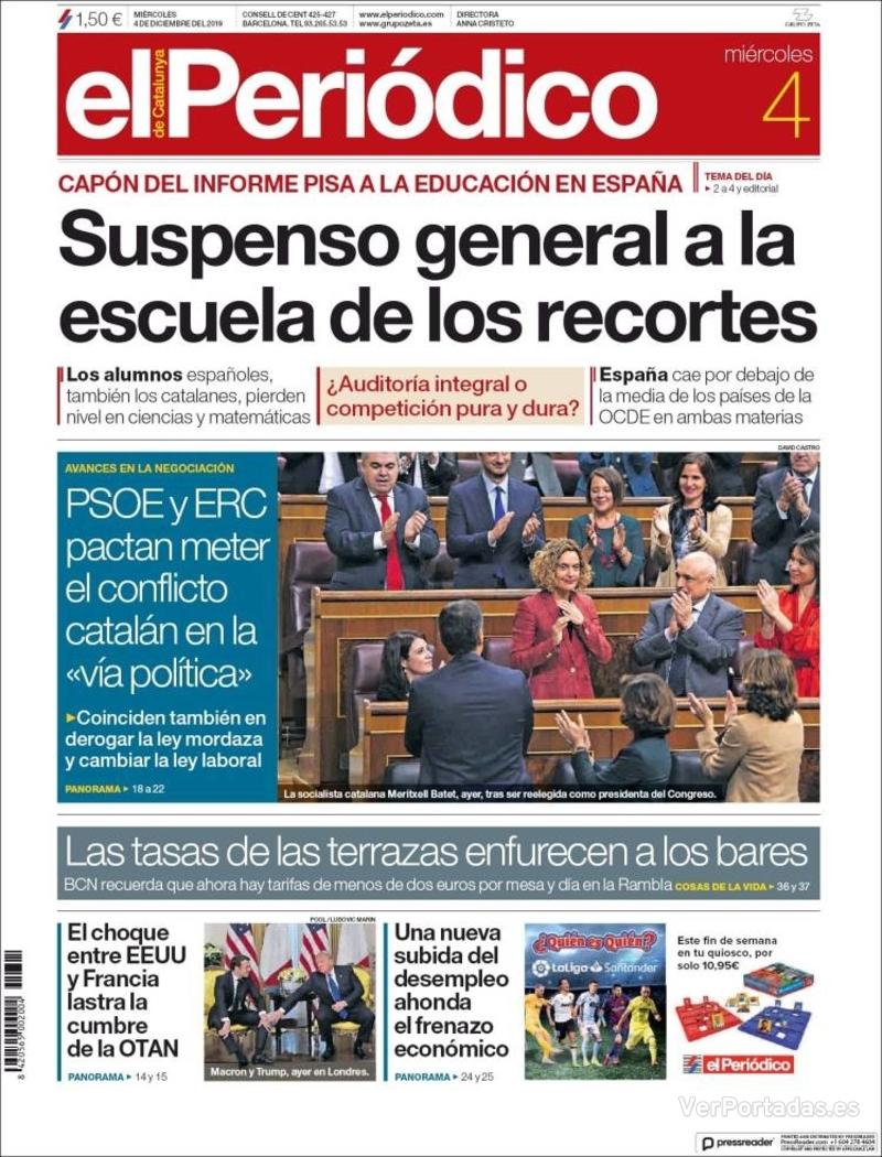 Portada El Periódico 2019-12-05