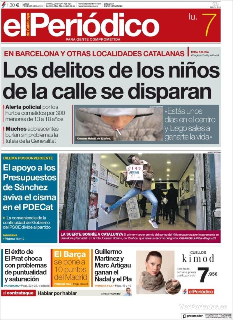 Portada El Periódico 2019-01-08