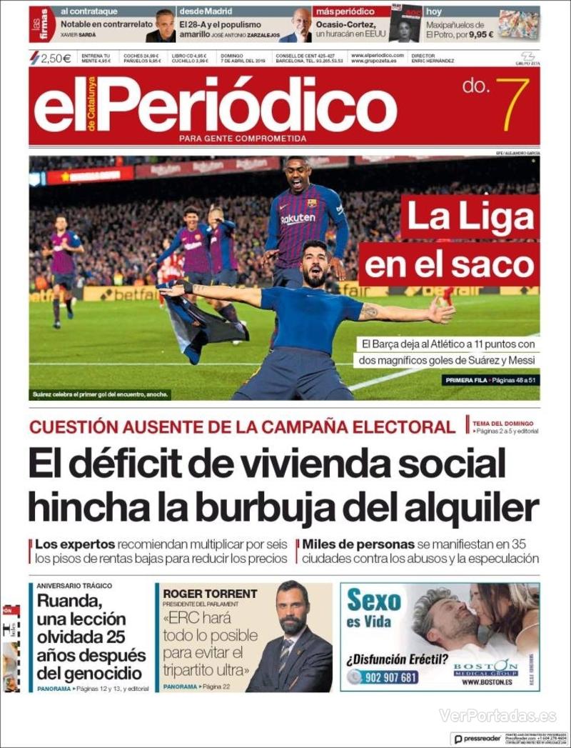 Portada El Periódico 2019-04-08