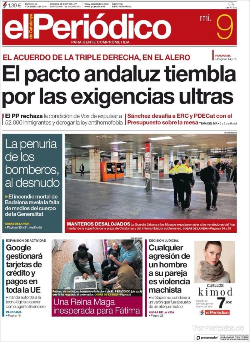 Portada El Periódico 2019-01-10