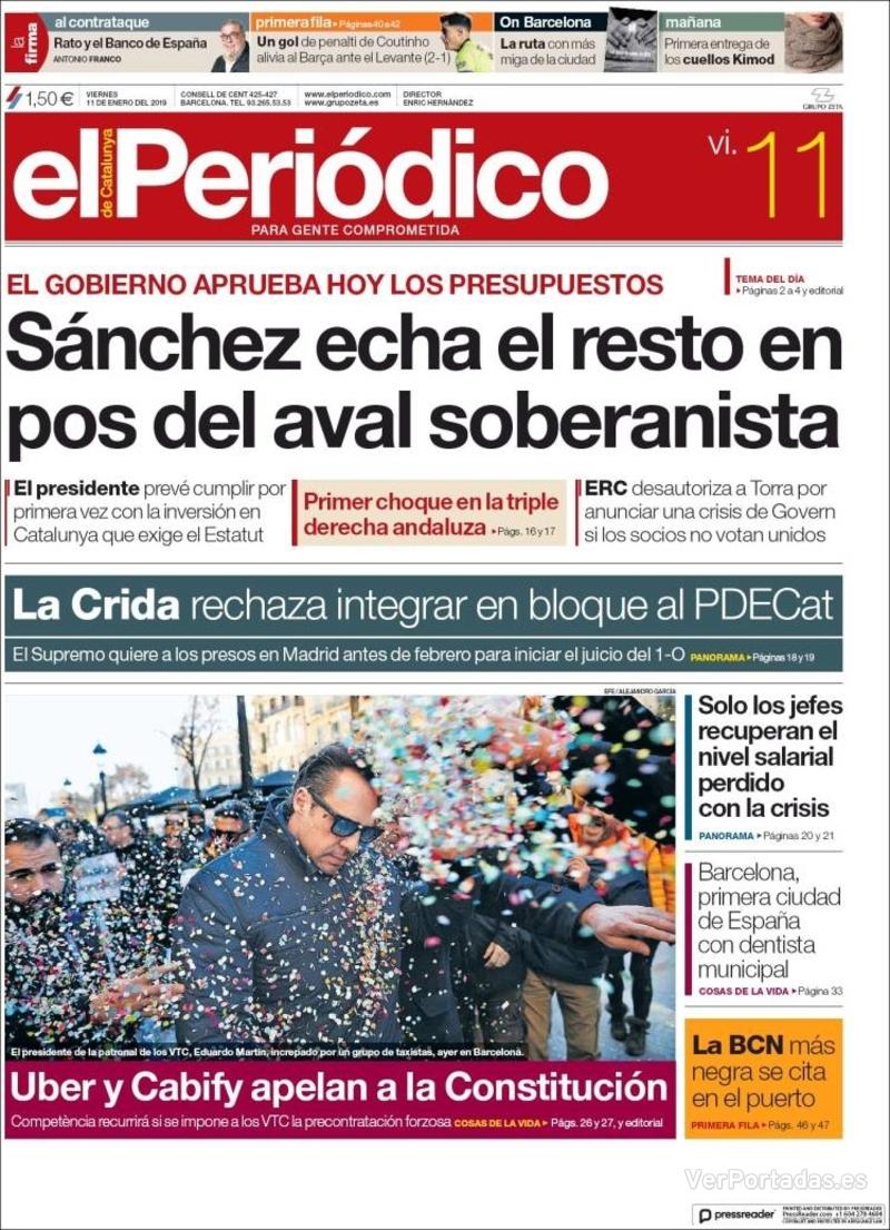 Portada El Periódico 2019-01-12