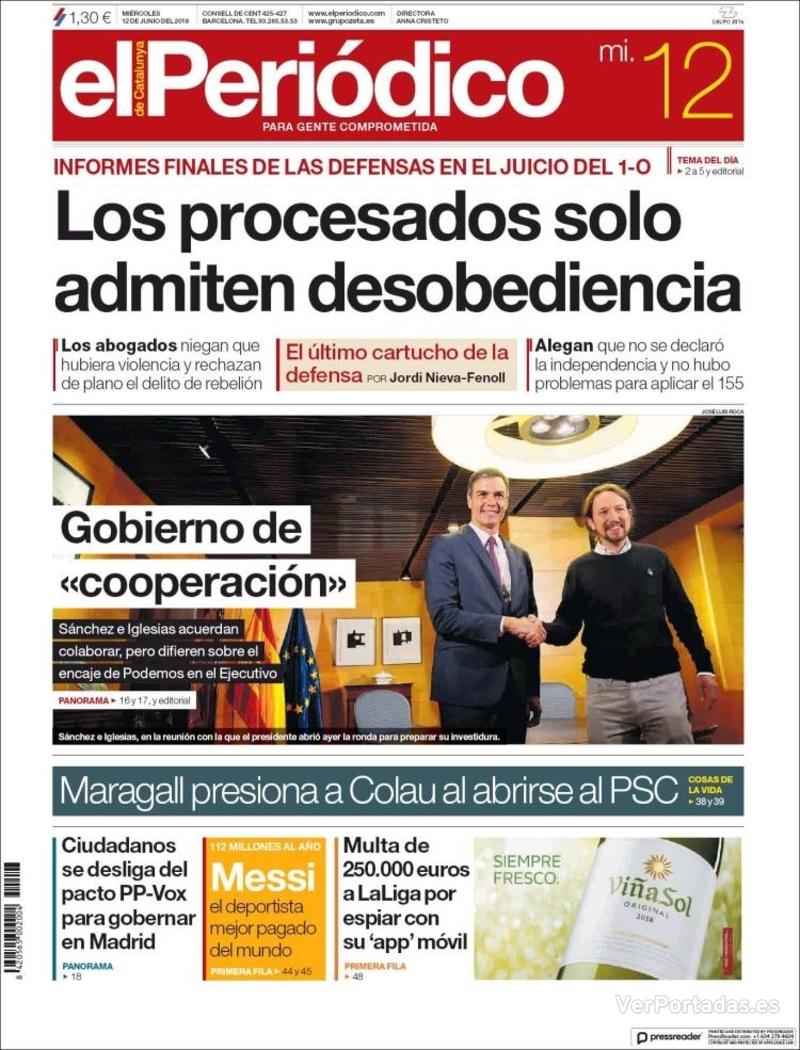 Portada El Periódico 2019-06-13