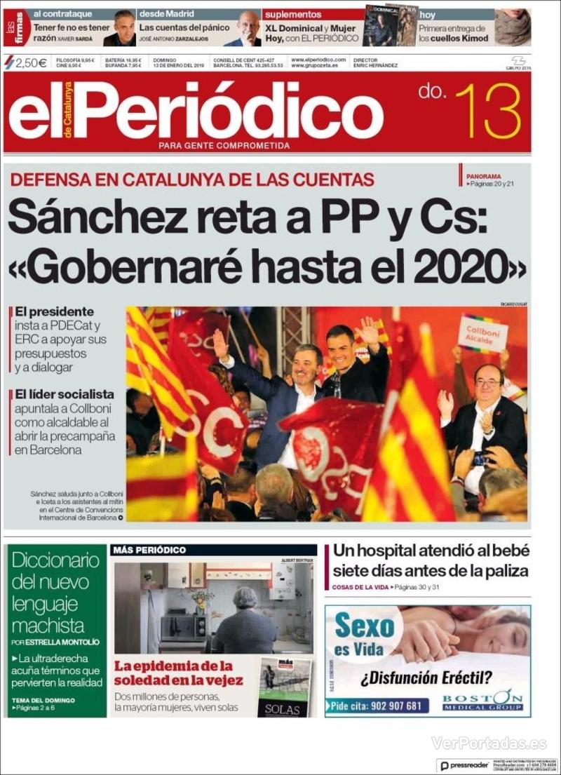 Portada El Periódico 2019-01-14