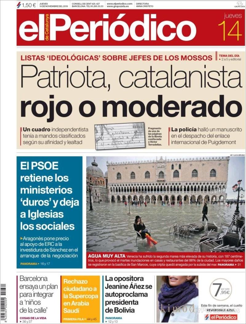 Portada El Periódico 2019-11-15