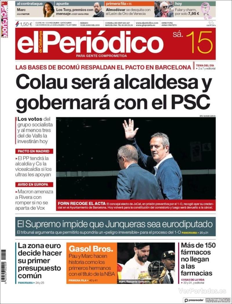 Portada El Periódico 2019-06-16