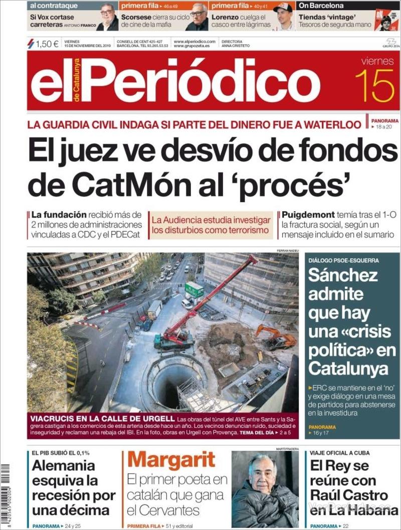 Portada El Periódico 2019-11-16