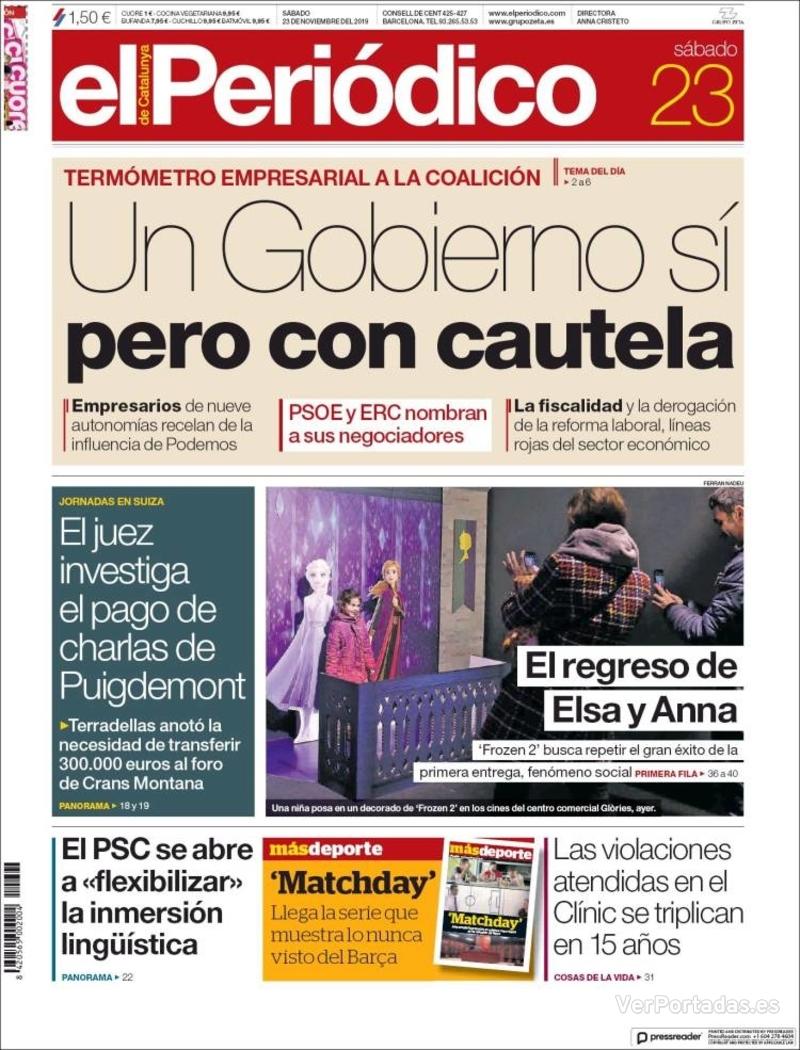Portada El Periódico 2019-11-24