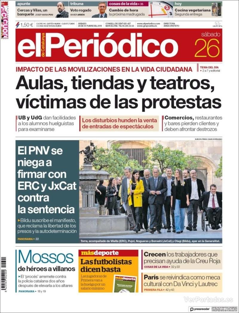 Portada El Periódico 2019-10-27