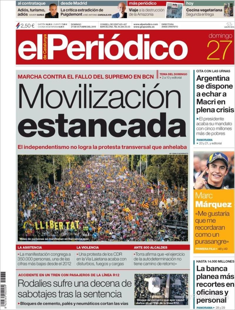 Portada El Periódico 2019-10-28